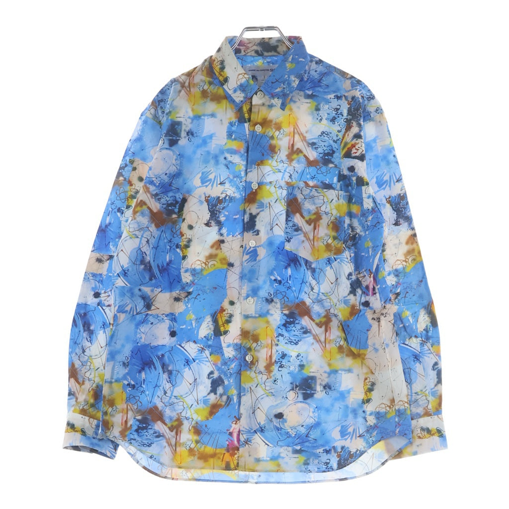 COMME des GARCONS SHIRT(コムデギャルソンシャツ) 20AW ×FUTURA フゥーチュラ 総柄 ロングスリーブ コットンシャツ ブルー W28042