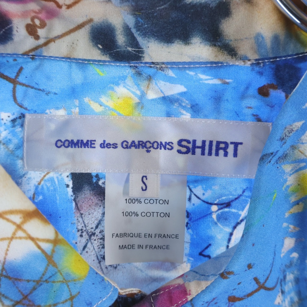COMME des GARCONS SHIRT(コムデギャルソンシャツ) 20AW ×FUTURA フゥーチュラ 総柄 ロングスリーブ コットンシャツ ブルー W28042