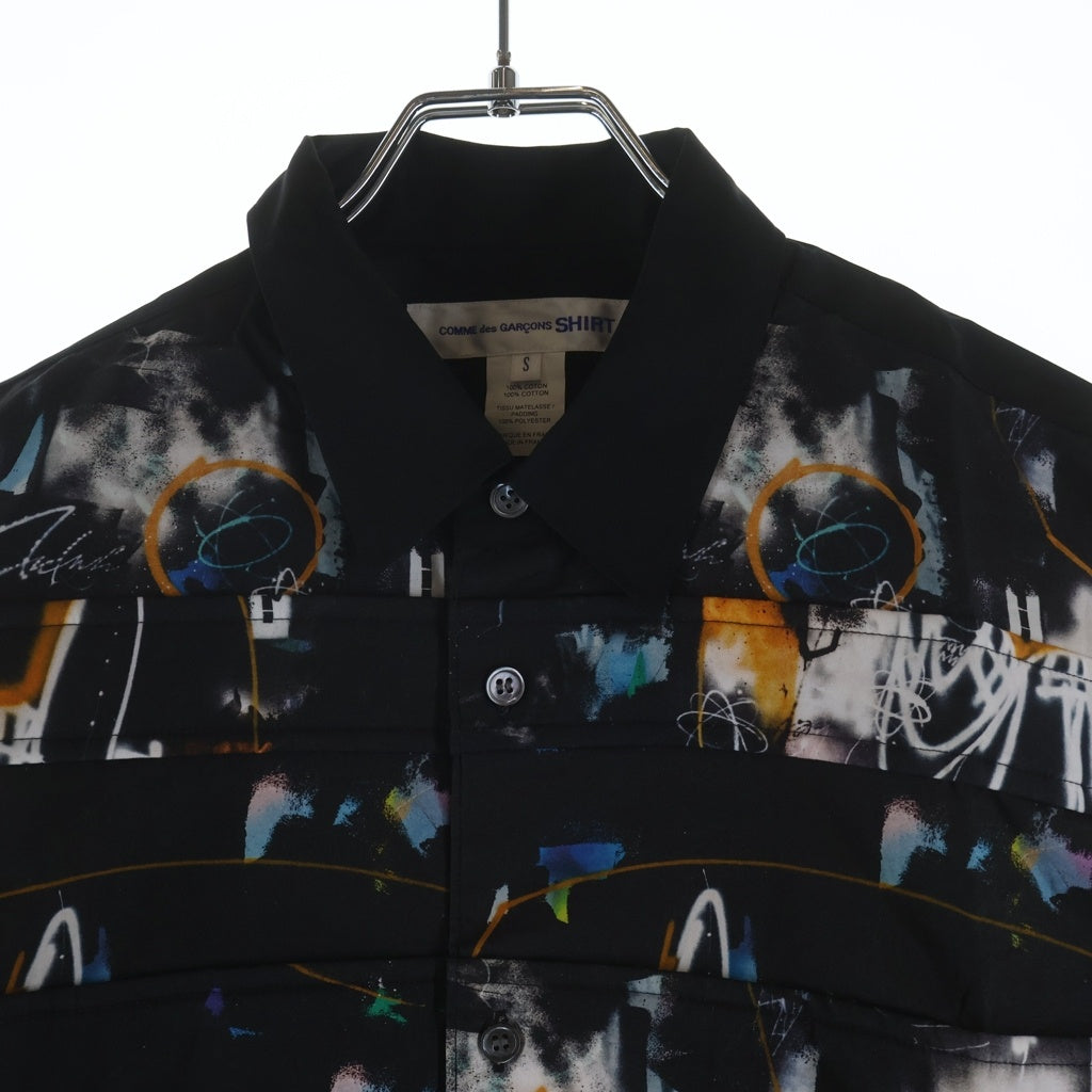 COMME des GARCONS SHIRT(コムデギャルソンシャツ) 20AW ×FUTURA フゥーチュラ 総柄 パッチワーク コットン 長袖シャツ ブラック W28035