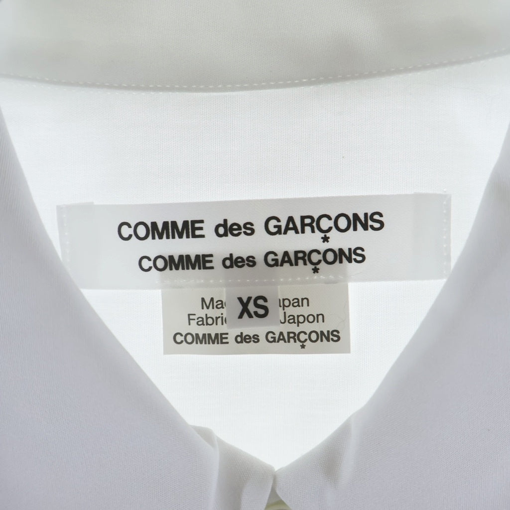 COMME des GARCONS COMME des GARCONS(コムデギャルソンコムデギャルソン) 25SS AD2024 フロントスクエアチェック柄 丸襟 長袖コットンシャツ ブラック/ホワイト RO-B007 レディース