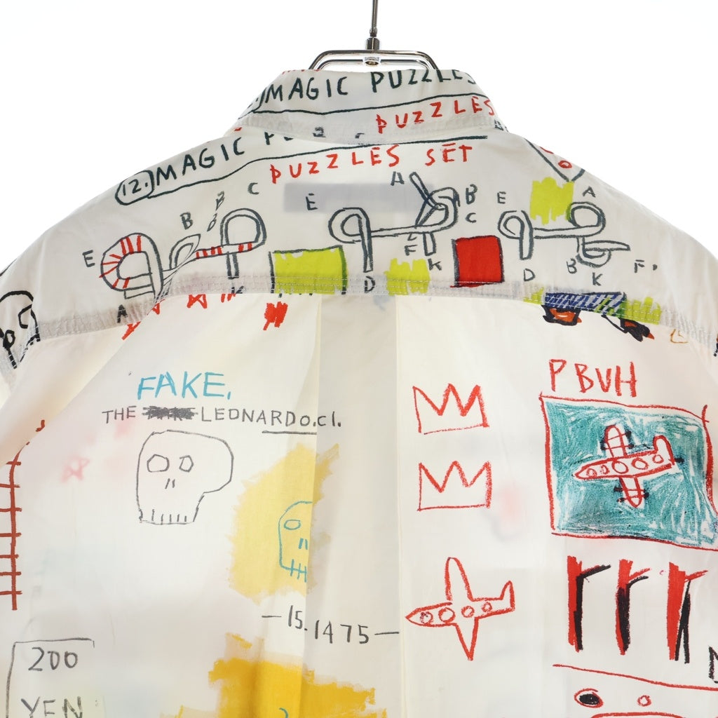 JUNYA WATANABE COMME des GARCONS(ジュンヤワタナベ コムデギャルソン) 23SS AD2022 ×JEAN-MICHEL BASQUIAT ジャンミシェルバスキア イラスト総柄 半袖コットンシャツ ホワイト WK-B025