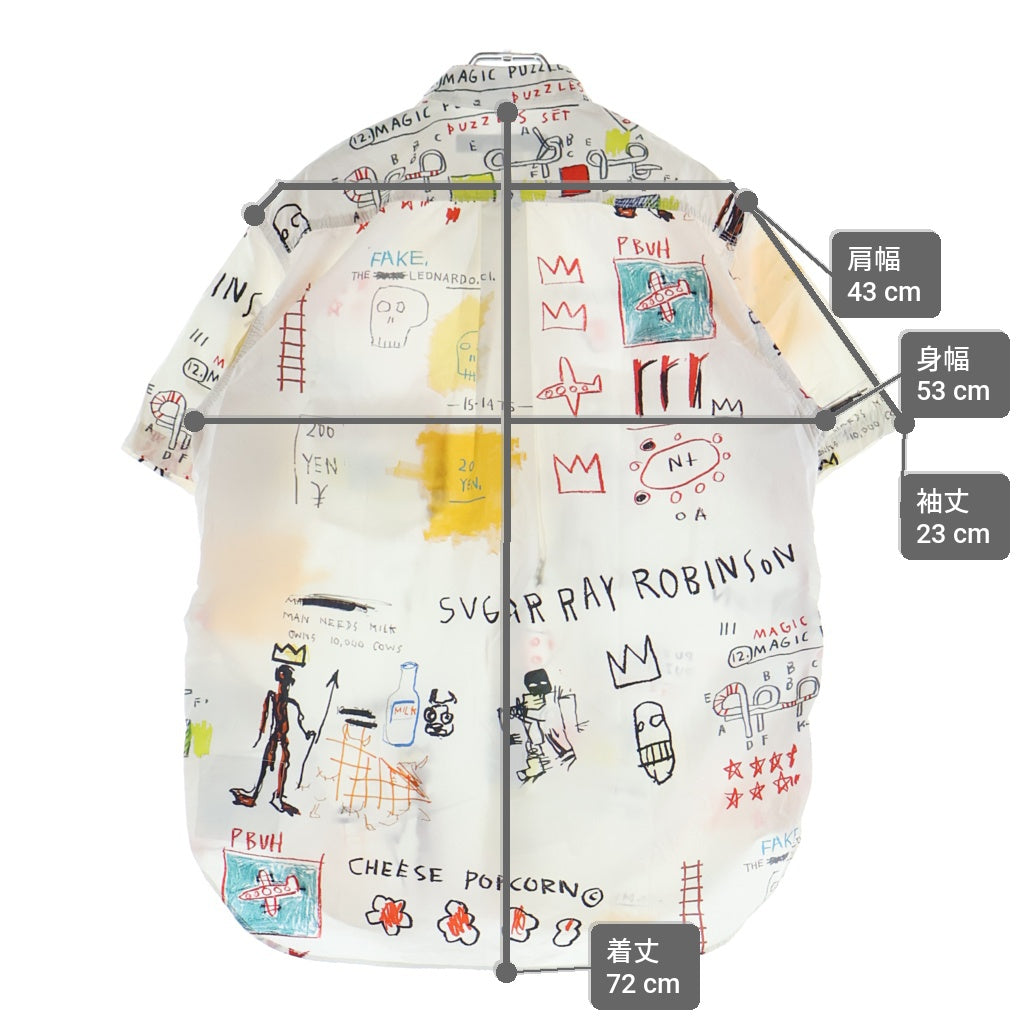 JUNYA WATANABE COMME des GARCONS(ジュンヤワタナベ コムデギャルソン) 23SS AD2022 ×JEAN-MICHEL BASQUIAT ジャンミシェルバスキア イラスト総柄 半袖コットンシャツ ホワイト WK-B025