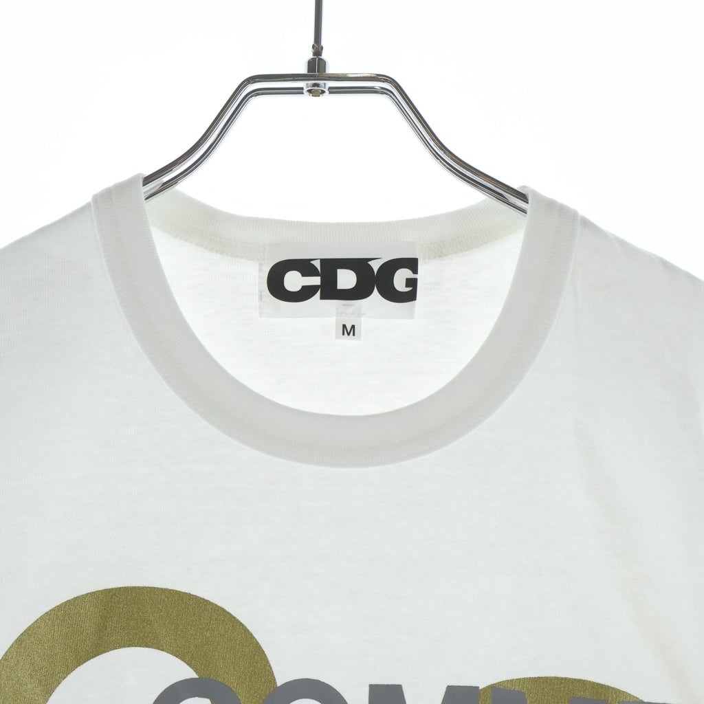 CDG(シーディージー) AD2020 フロントゴールドロゴTシャツ 半袖クルーネックカットソー ホワイト SZ-T041