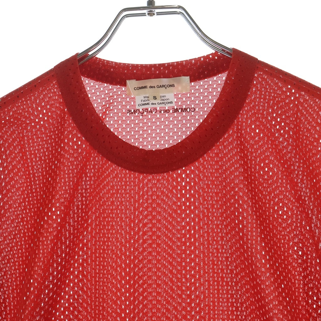 COMME des GARCONS(コムデギャルソン) 25SS AD2024 メッシュTシャツ 半袖クルーネックカットソー レッド GO-T014