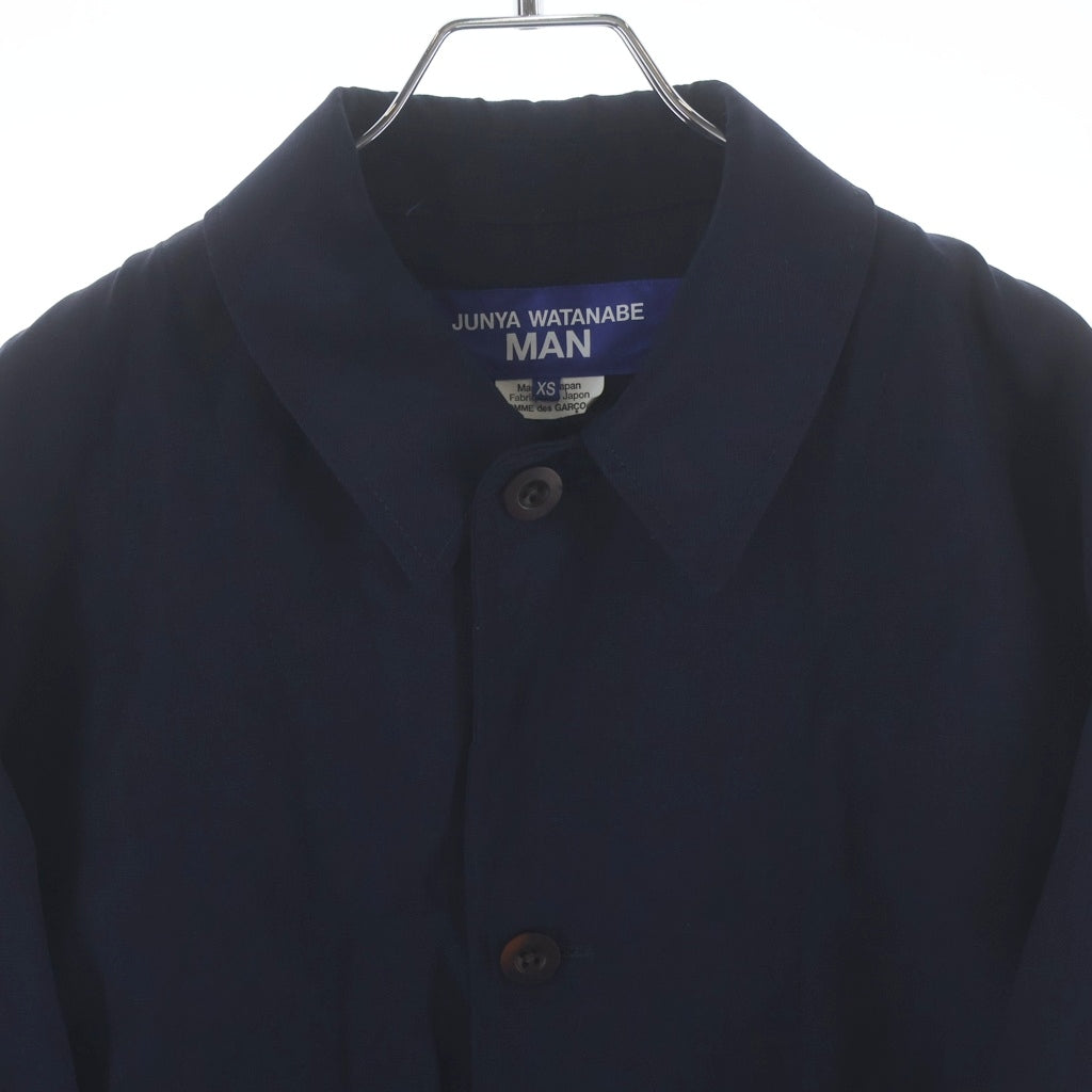 JUNYA WATANABE COMME des GARCONS(ジュンヤワタナベ コムデギャルソン) 22SS AD2021 ウールリネンポプリン 裏地花柄 4Bシャツジャケット ネイビー WI-J002