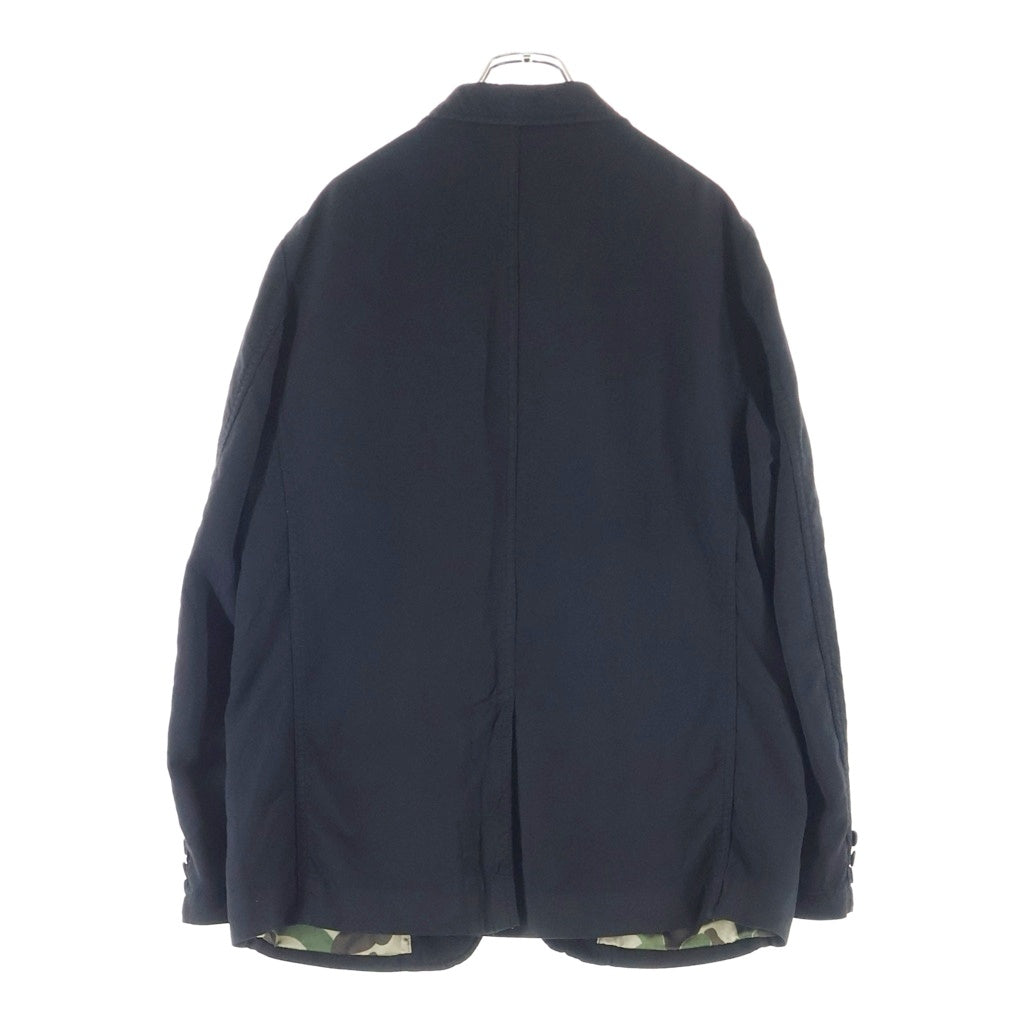 COMME des GARCONS HOMME(コムデギャルソンオム) 17AW AD2017 製品染 裏地カモ柄 ウールサージ 3テーラードジャケット ブラック HT-J001