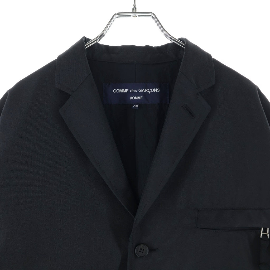 COMME des GARCONS HOMME(コムデギャルソンオム) 23AW AD2023 ESTER MAT JACKET エステル ナイロンエルボーパッチ 3Bテーラードジャケット ブラック HL-J004