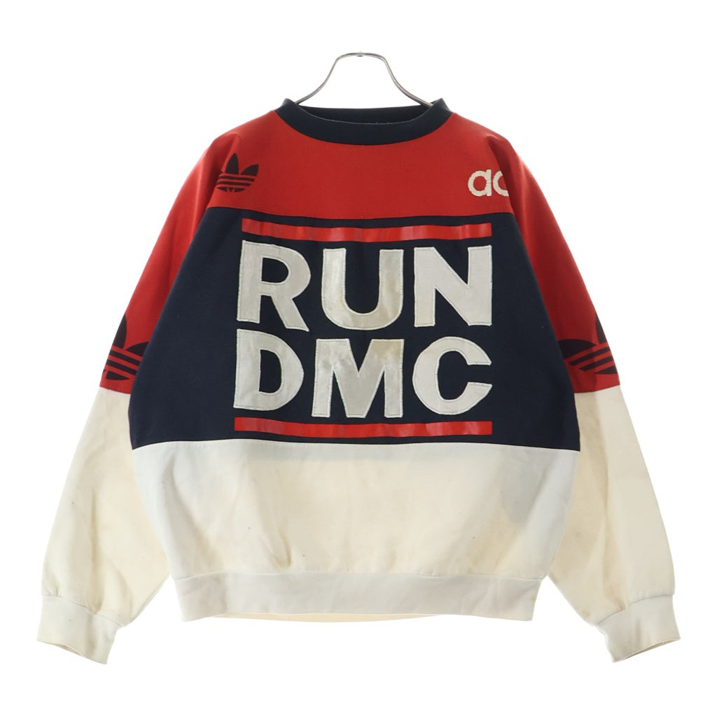 adidas(アディダス) 80S VINTAGE RUN DMC CREWNECK SWEATSHIRT ヴィンテージ ランDMC クルーネックスウェットトレーナー レッド/ネイビー/ホワイト