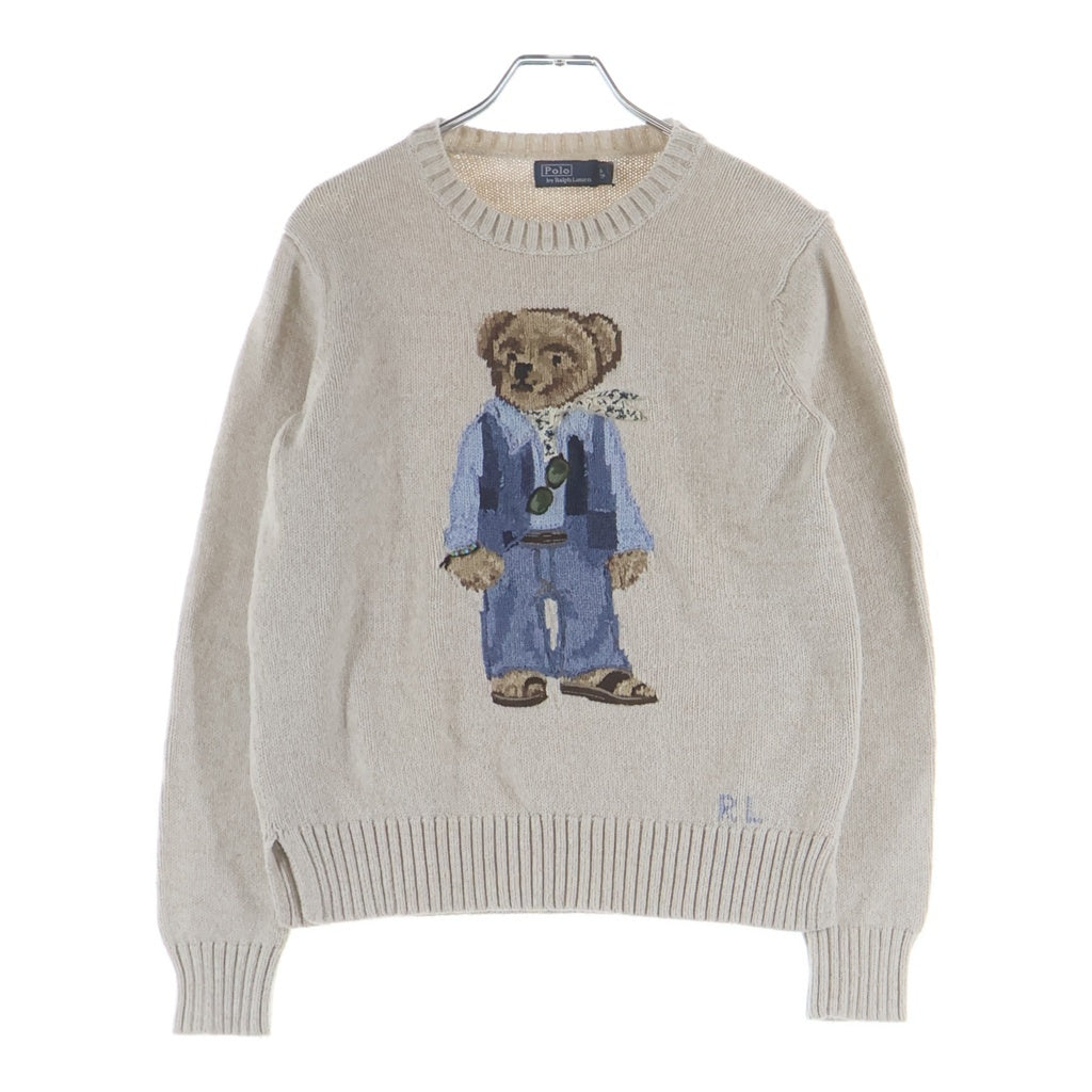 POLO RALPH LAUREN(ポロラルフローレン) POLO BEAR ポロベアーエンブロイダリー クルーネックニット セーター レディース アイボリー