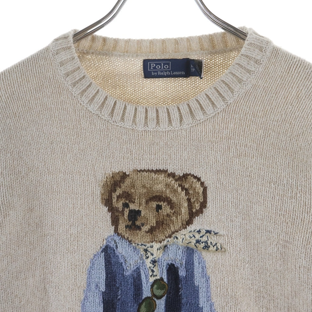 POLO RALPH LAUREN(ポロラルフローレン) POLO BEAR ポロベアーエンブロイダリー クルーネックニット セーター レディース アイボリー