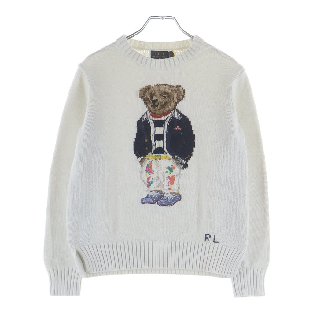 POLO RALPH LAUREN(ポロラルフローレン) POLO BEAR ポロベアーエンブロイダリー クルーネックニット セーター レディース ホワイト