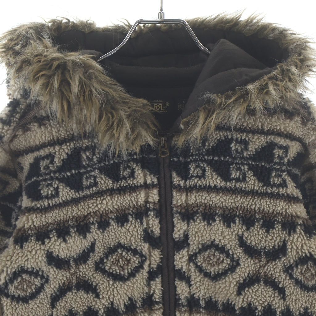RRL(ダブルアールエル) シェルパ フリース ボアフーデッドジャケット レディース ブラウン
