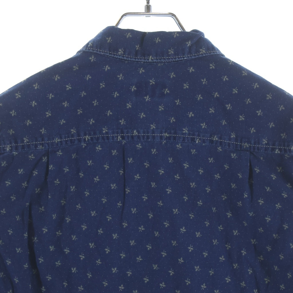 RRL(ダブルアールエル) リーフ総柄 レギュラーカラー デニム長袖シャツ レディース インディゴ