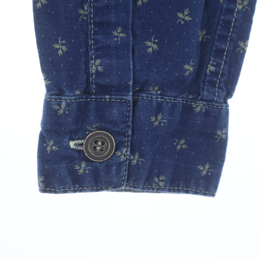 RRL(ダブルアールエル) リーフ総柄 レギュラーカラー デニム長袖シャツ レディース インディゴ