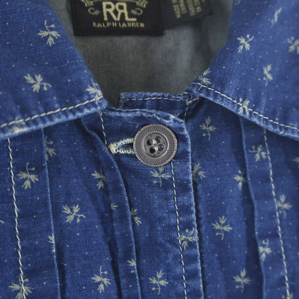 RRL(ダブルアールエル) リーフ総柄 レギュラーカラー デニム長袖シャツ レディース インディゴ