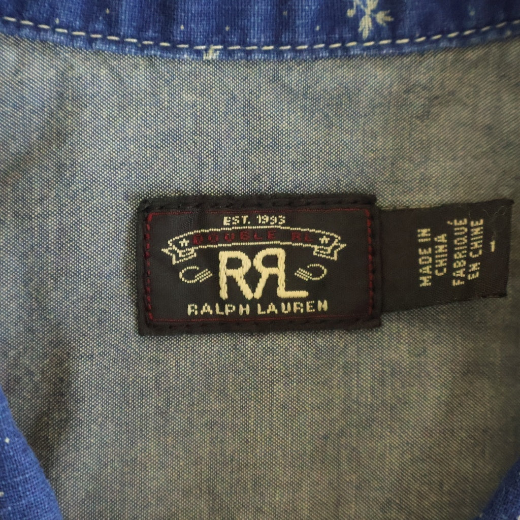 RRL(ダブルアールエル) リーフ総柄 レギュラーカラー デニム長袖シャツ レディース インディゴ