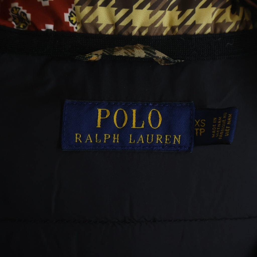 POLO RALPH LAUREN(ポロラルフローレン) パッチワーク柄 フーデッドダウンジャケット レディース ブラウン