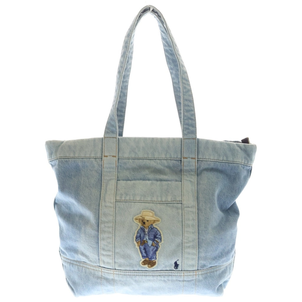 POLO RALPH LAUREN(ポロラルフローレン) POLO BEAR ポロベアーエンブロイダリー デニム トートバッグ インディゴ レディース