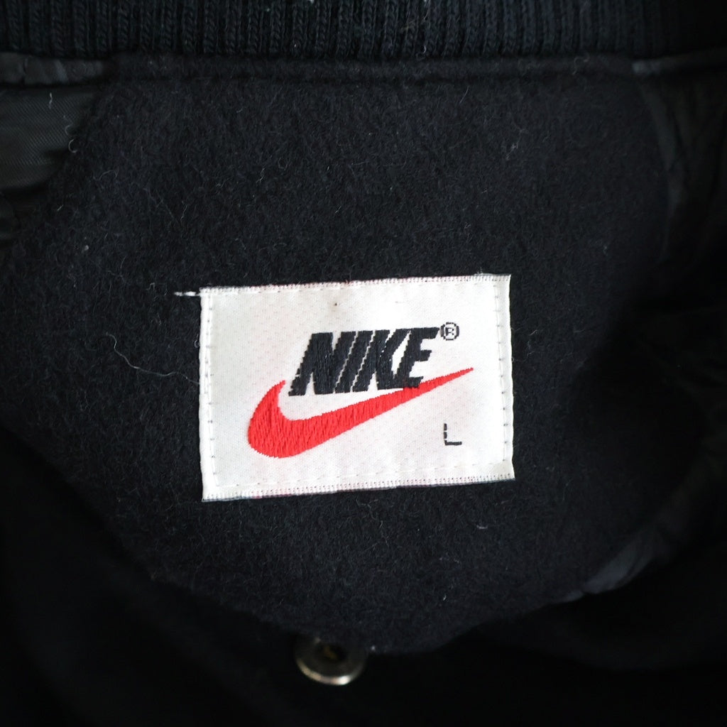 NIKE(ナイキ) 90s AIR JORDAN VARSITY JACKET エア ジョーダン ワッペン 袖レザー バーシティ ジャケット スタジャン ブラック/ベージュ