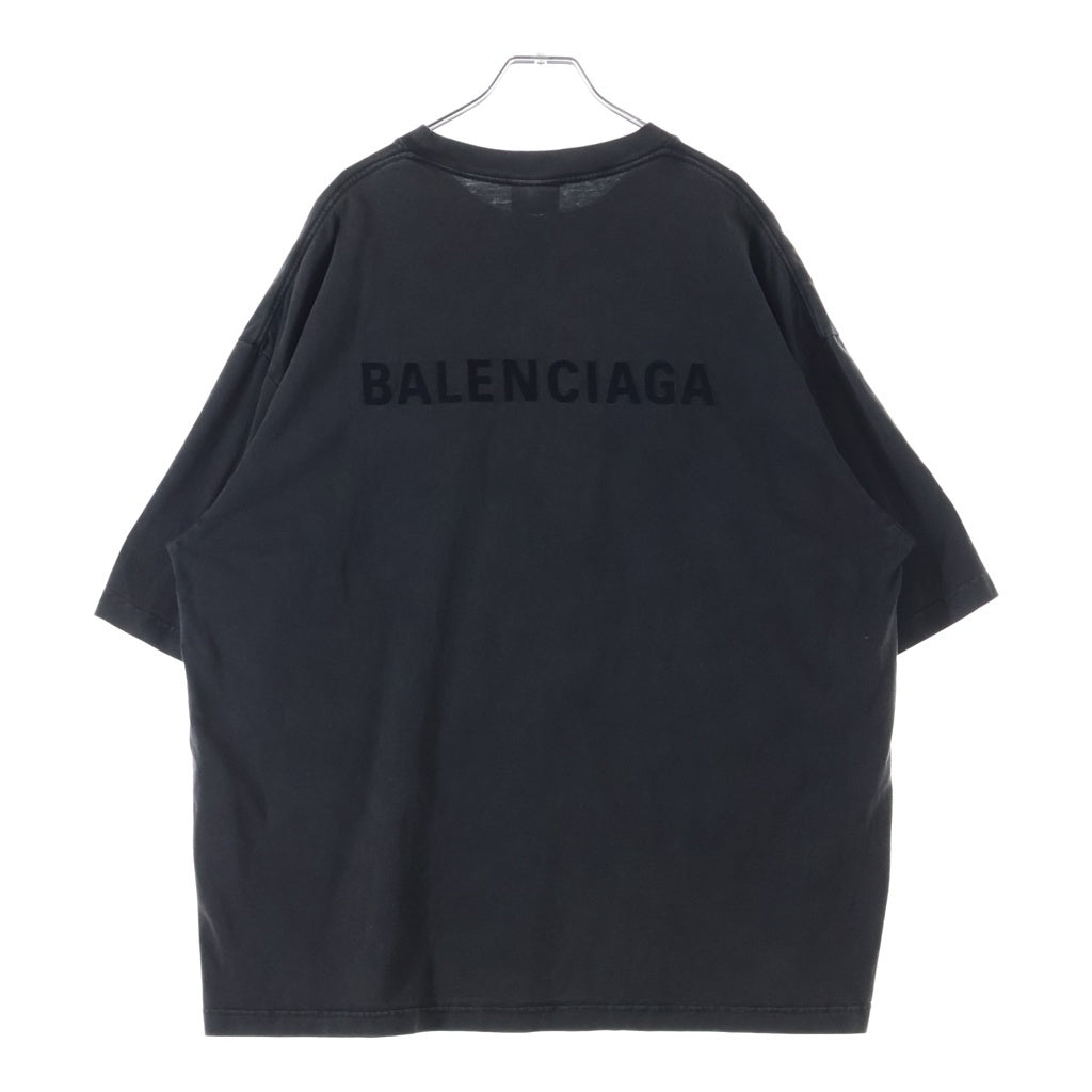BALENCIAGA(バレンシアガ) Medium Fit Logo Tee ミディアムフィット ロゴ刺繍 クルーネック 半袖Tシャツ カットソー ブラック 612966 TLVB9