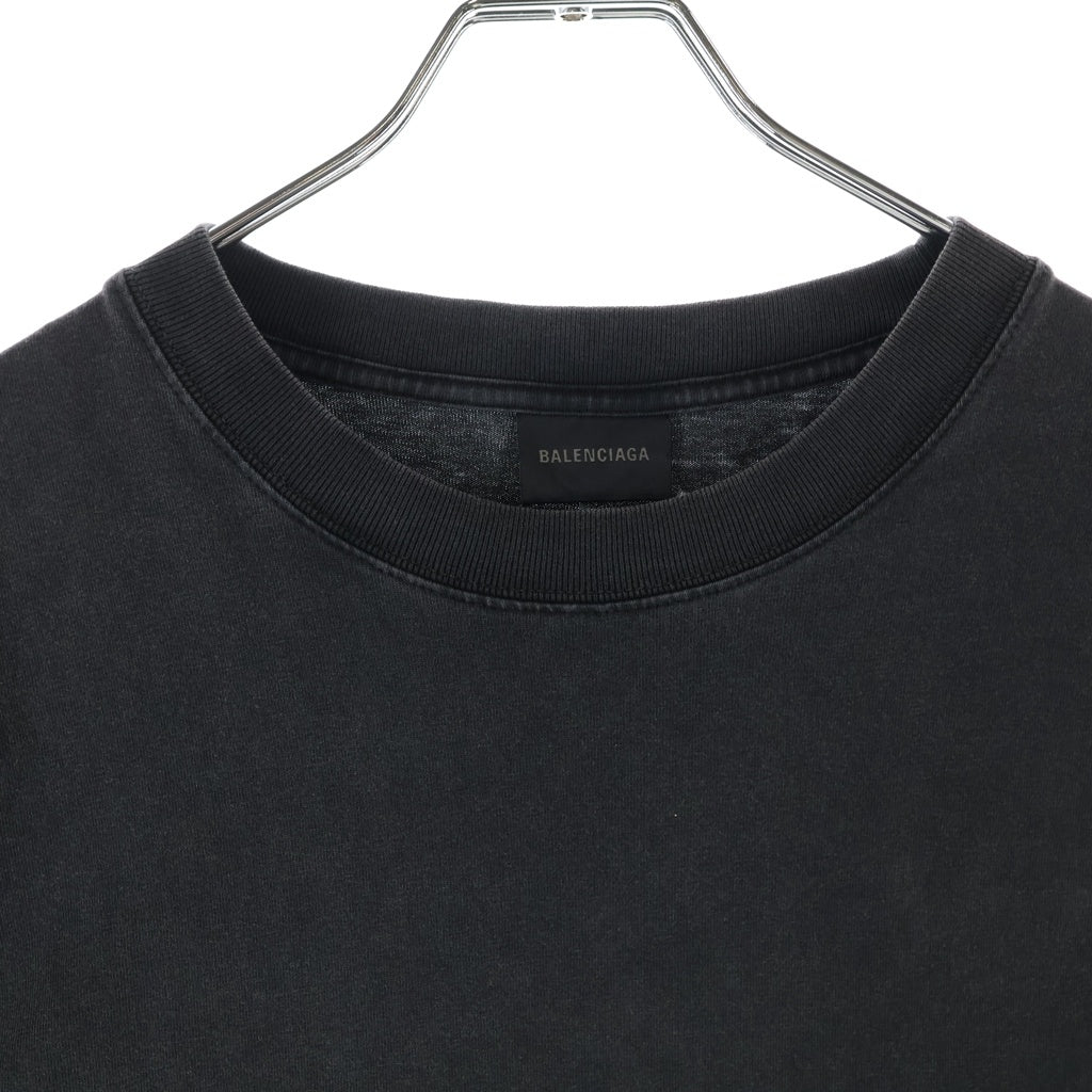 BALENCIAGA(バレンシアガ) Medium Fit Logo Tee ミディアムフィット ロゴ刺繍 クルーネック 半袖Tシャツ カットソー ブラック 612966 TLVB9