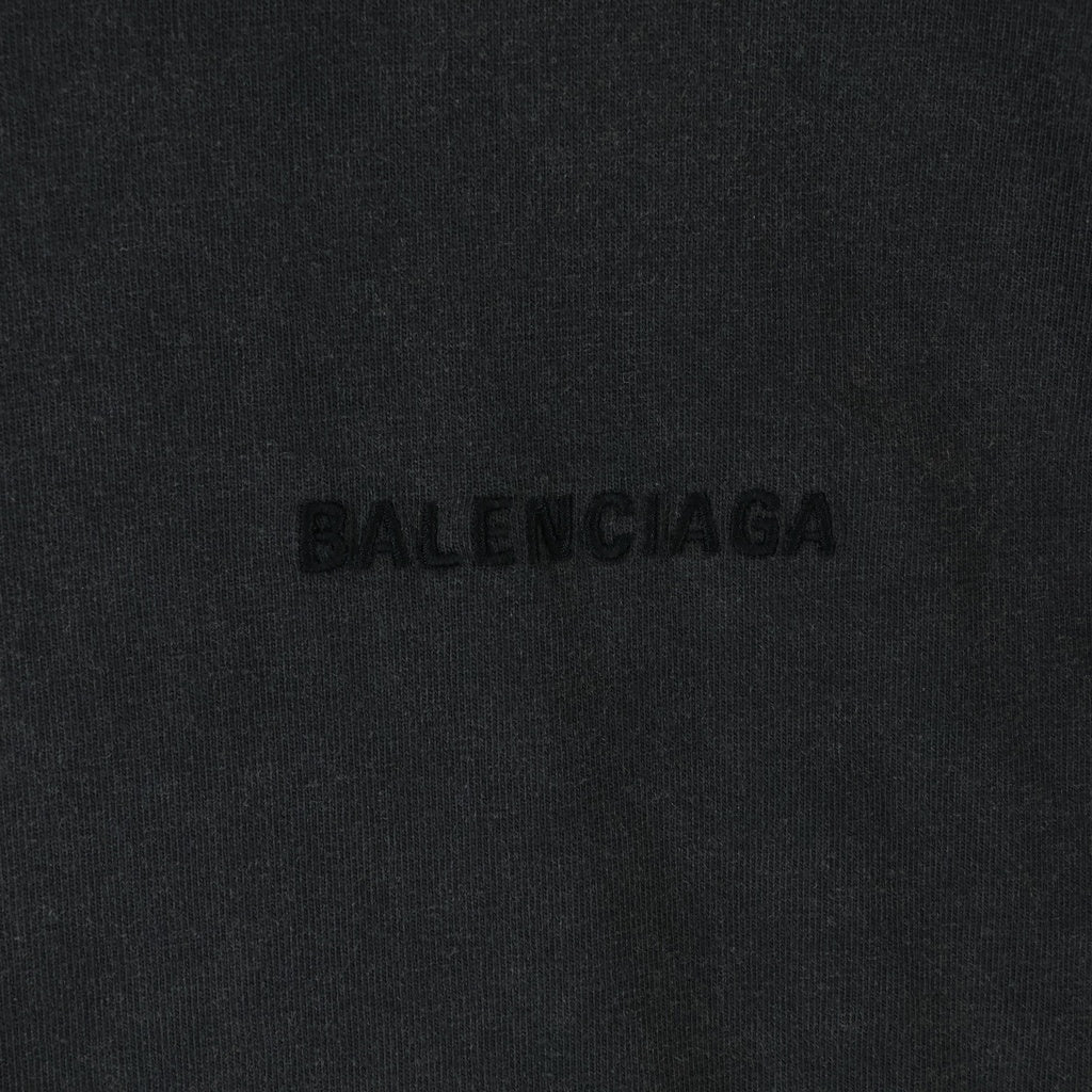 BALENCIAGA(バレンシアガ) Medium Fit Logo Tee ミディアムフィット ロゴ刺繍 クルーネック 半袖Tシャツ カットソー ブラック 612966 TLVB9