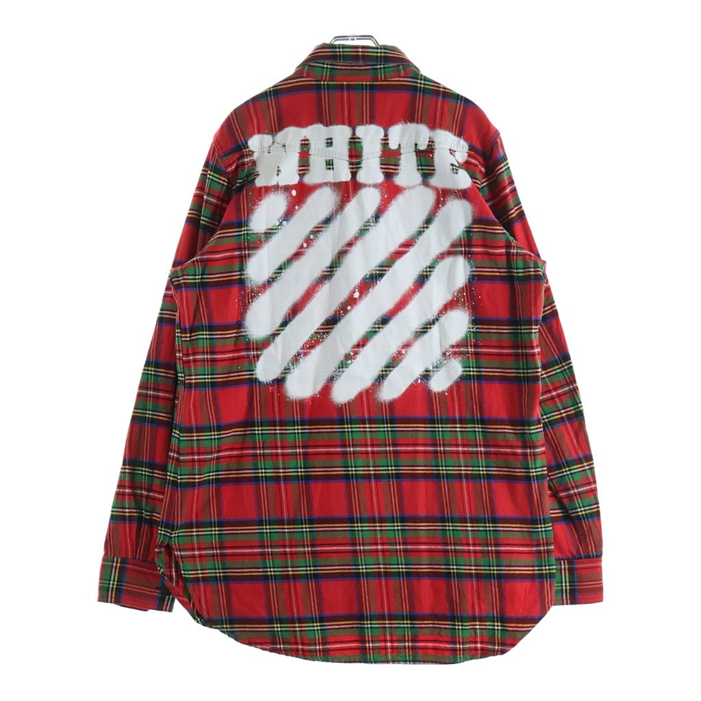 OFF-WHITE(オフホワイト) 17SS DIAG SPRAY CHECK SHIRT ダイアグナル スプレープリント チェック 長袖シャツ レッド