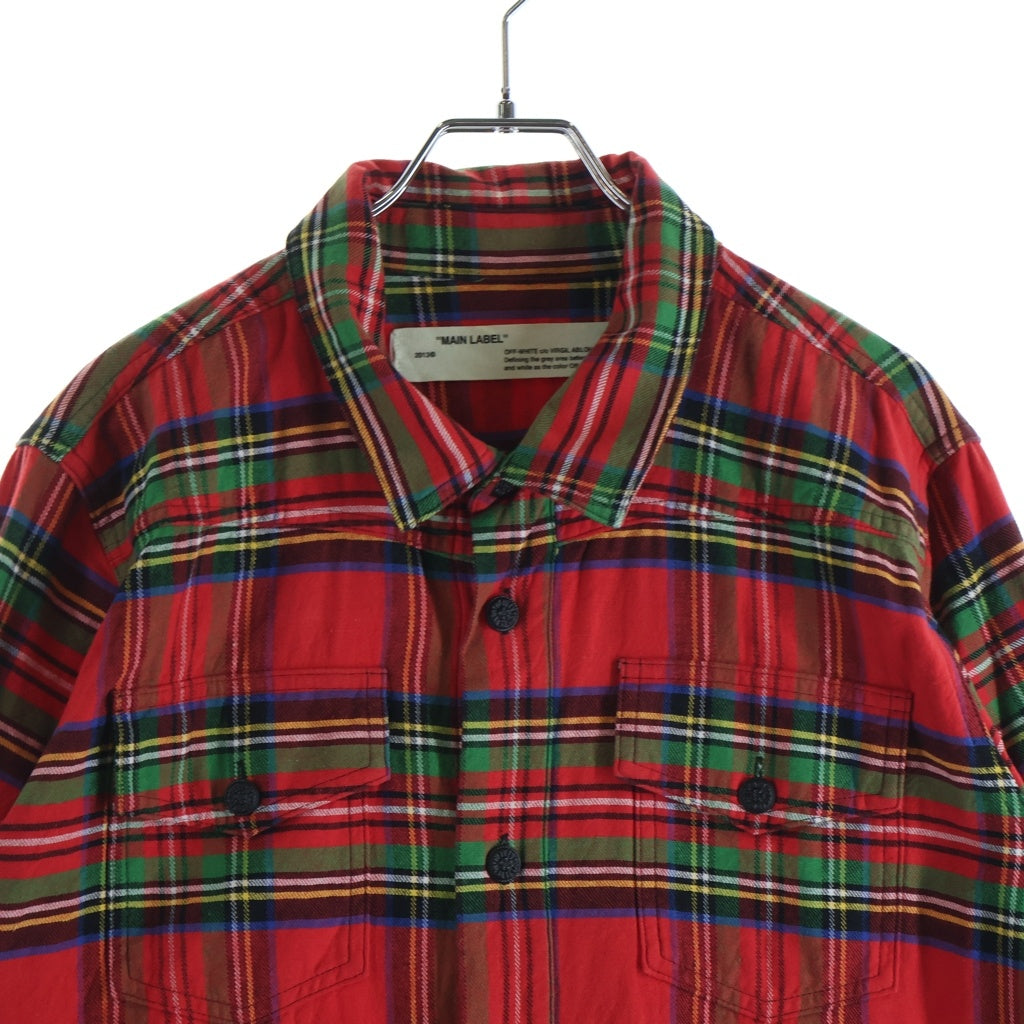 OFF-WHITE(オフホワイト) 17SS DIAG SPRAY CHECK SHIRT ダイアグナル スプレープリント チェック 長袖シャツ レッド