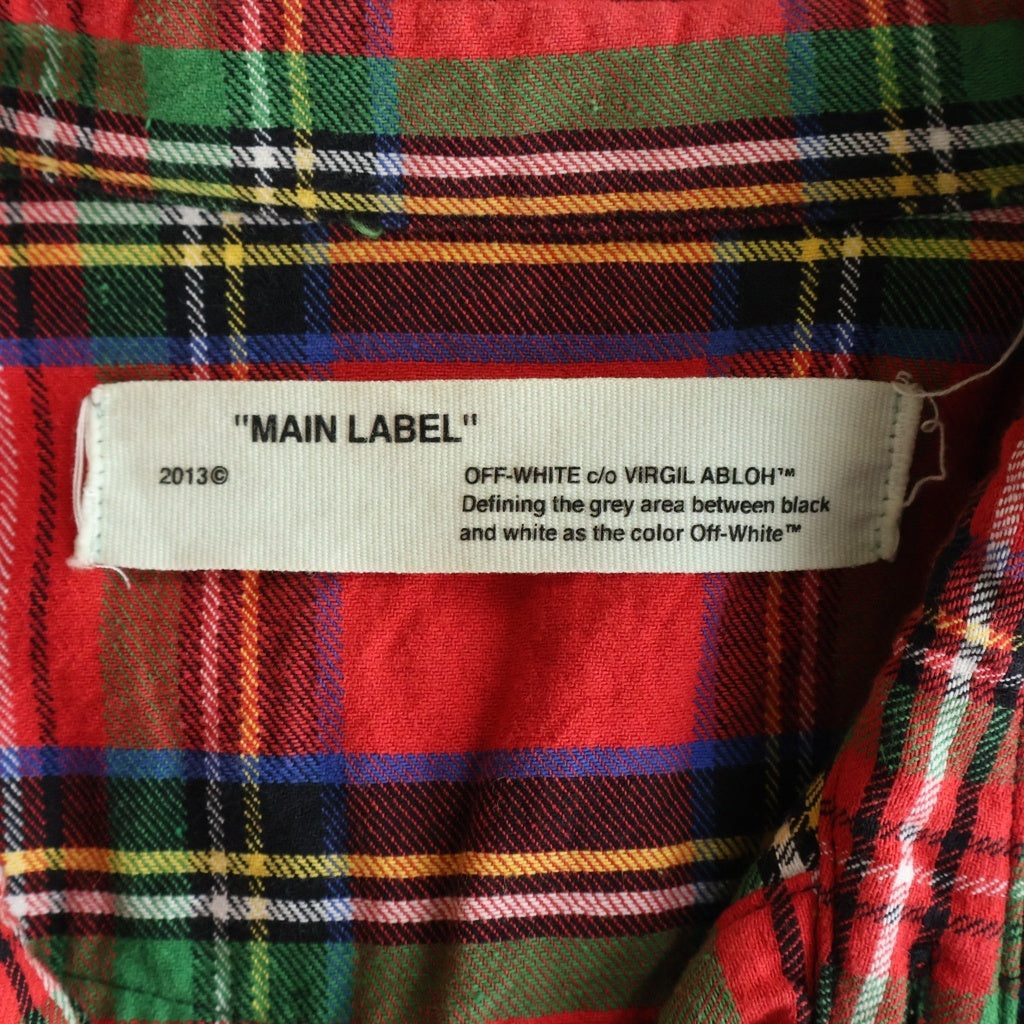 OFF-WHITE(オフホワイト) 17SS DIAG SPRAY CHECK SHIRT ダイアグナル スプレープリント チェック 長袖シャツ レッド