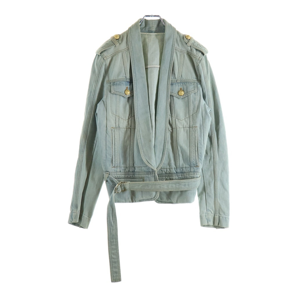 BALMAIN(バルマン) VESTE DENIM HOMME ベスト デニムオム ベルテッドデザイン テーラードジャケット インディゴ S7H7004T082