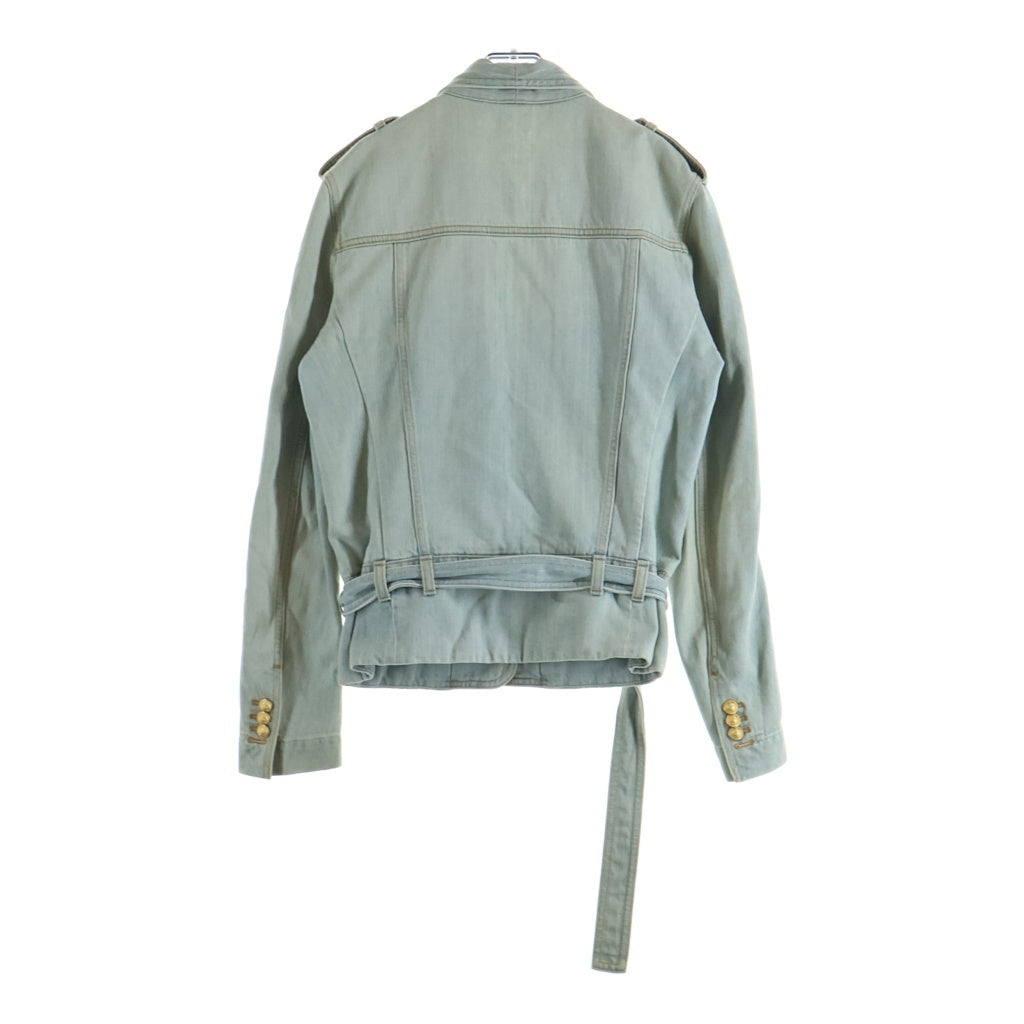BALMAIN(バルマン) VESTE DENIM HOMME ベスト デニムオム ベルテッドデザイン テーラードジャケット インディゴ S7H7004T082