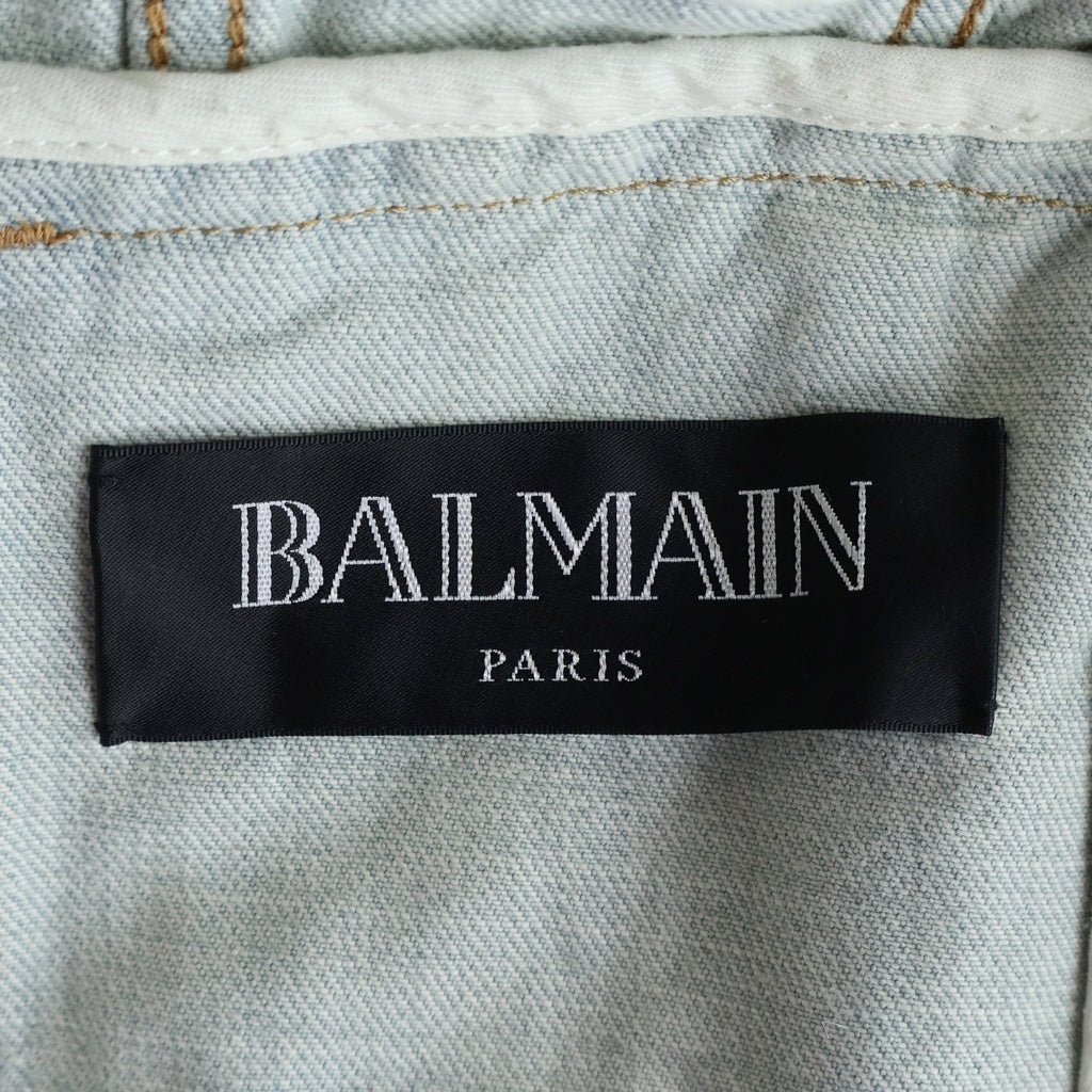 BALMAIN(バルマン) VESTE DENIM HOMME ベスト デニムオム ベルテッドデザイン テーラードジャケット インディゴ S7H7004T082