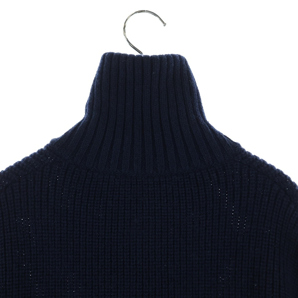 BALENCIAGA(バレンシアガ) 18AW オーバーサイズ ハーフジップ ハイネック ウールニットセーター ネイビー/レッド/ホワイト 555959 T1523