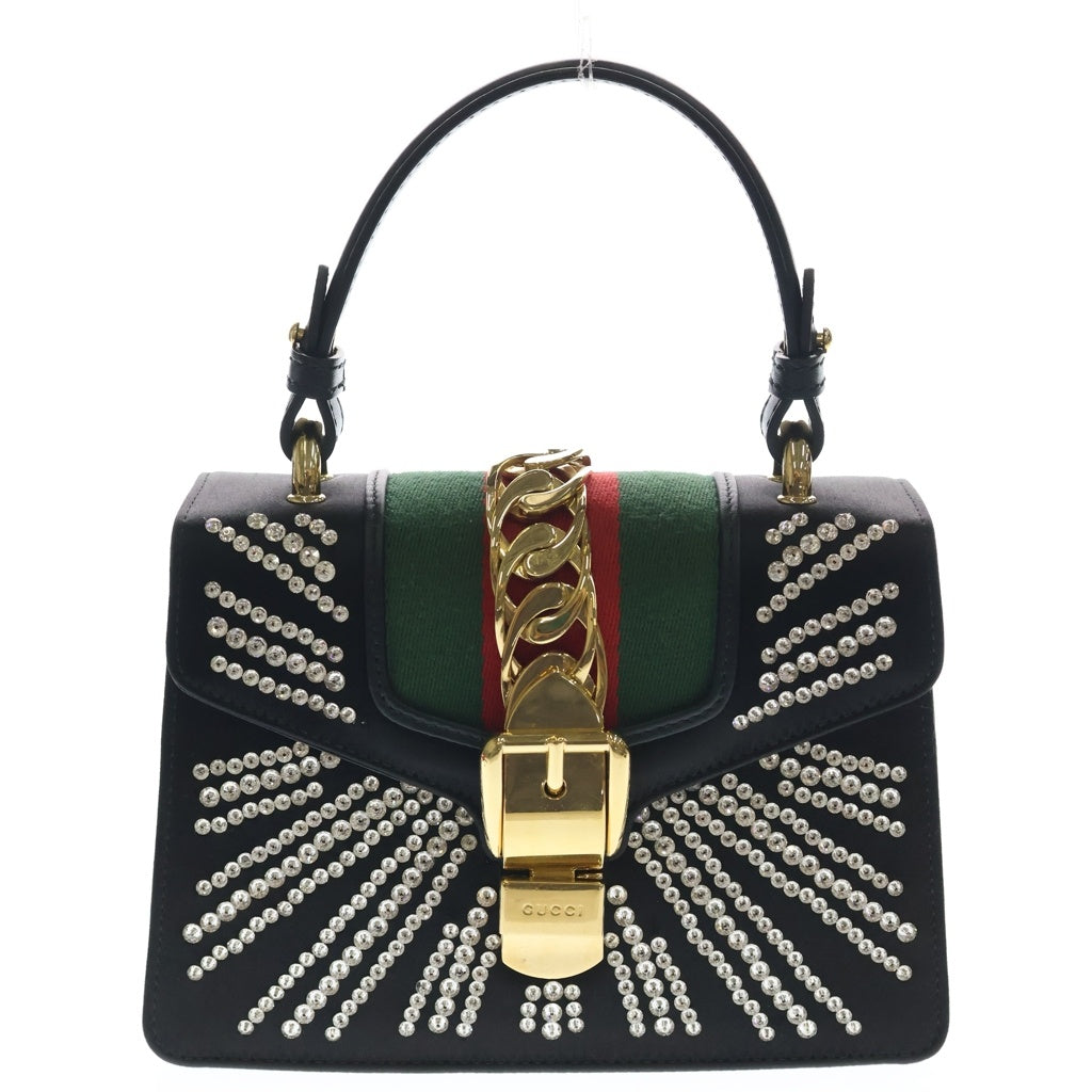 GUCCI(グッチ) シェリーライン シルヴィ ライントーン装飾 2WAY ショルダー ハンドバッグ ゴールド金具 ブラック 470270 493075 レディース