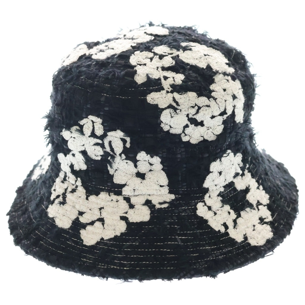 READY MADE(レディメイド) ×DENIM TEARS COTTON WREATH TWEED BUCKET HAT デニムティアーズ コットン リース ツイード バケットハット 帽子 ブラック RE-DT-BK-00-00-16