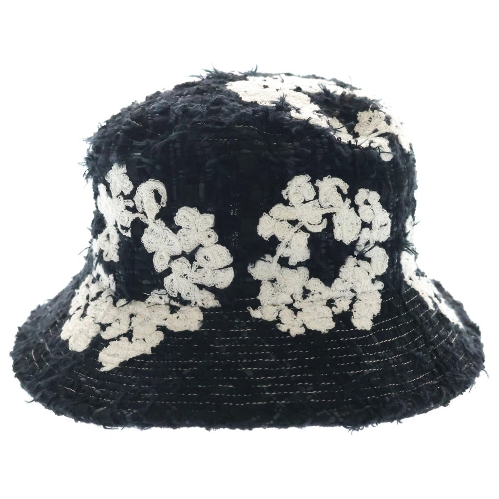 READY MADE(レディメイド) ×DENIM TEARS COTTON WREATH TWEED BUCKET HAT デニムティアーズ コットン リース ツイード バケットハット 帽子 ブラック RE-DT-BK-00-00-16