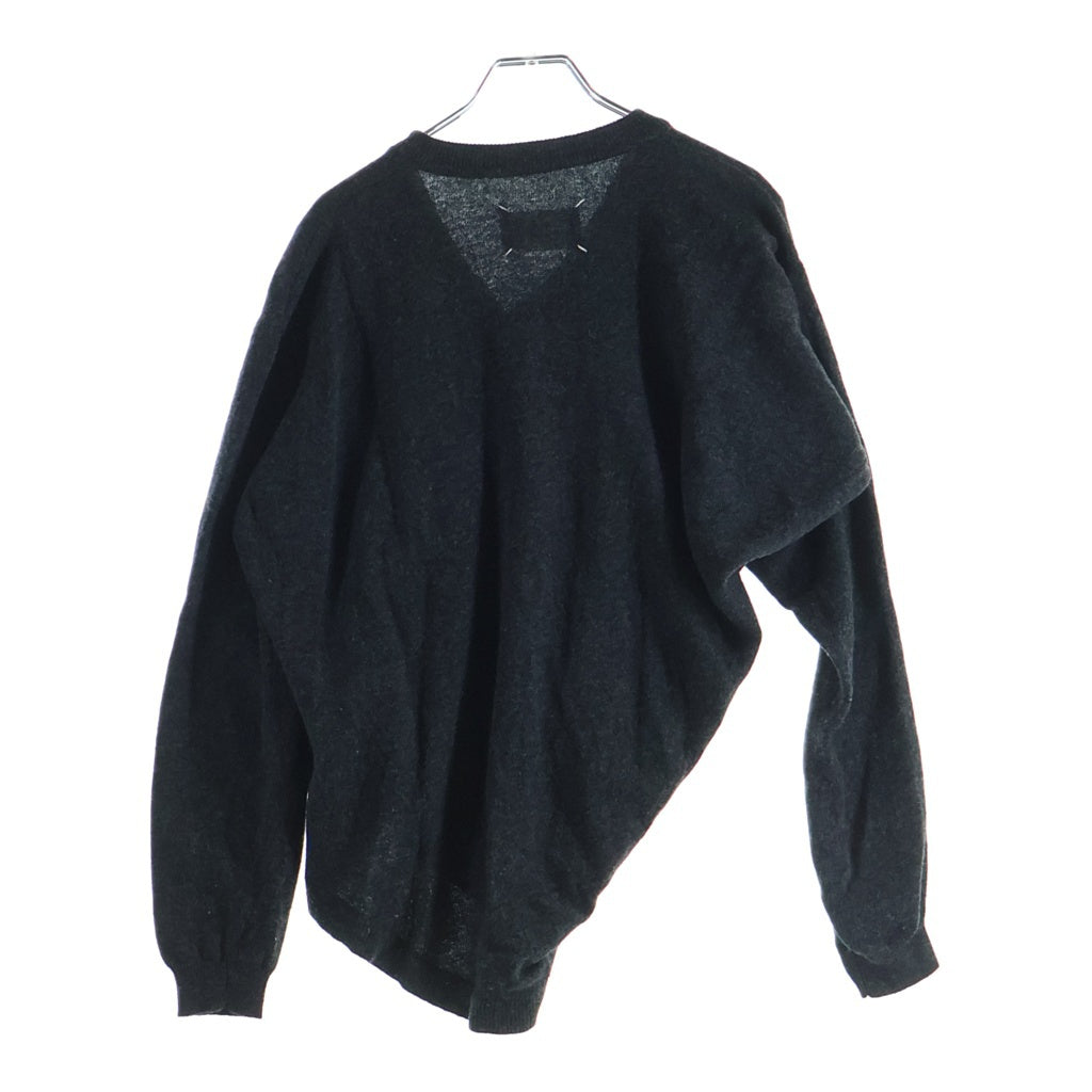 Maison Martin Margiela(メゾンマルタンマルジェラ) 本人期 イタリア製 アシンメトリー ウール Vネックニットセーター グレー 31 YM113