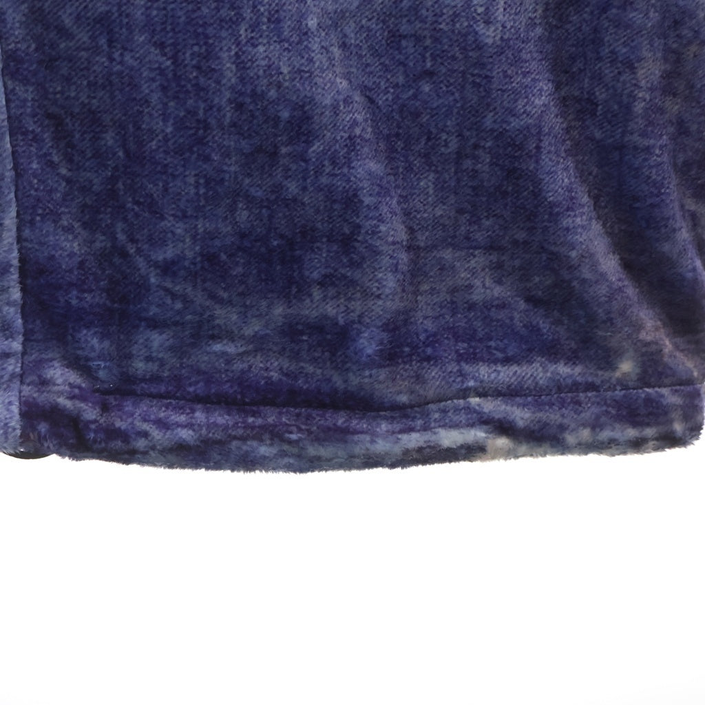 TALKING ABOUT THE ABSTRACTION(トーキング アバウト ザ アブストラクション) 25AW FLEECE DENIM PRINT WIDE PANTS フリース デニム プリント ワイド ポリエステルパンツ ブルー 2526AW-PT-005