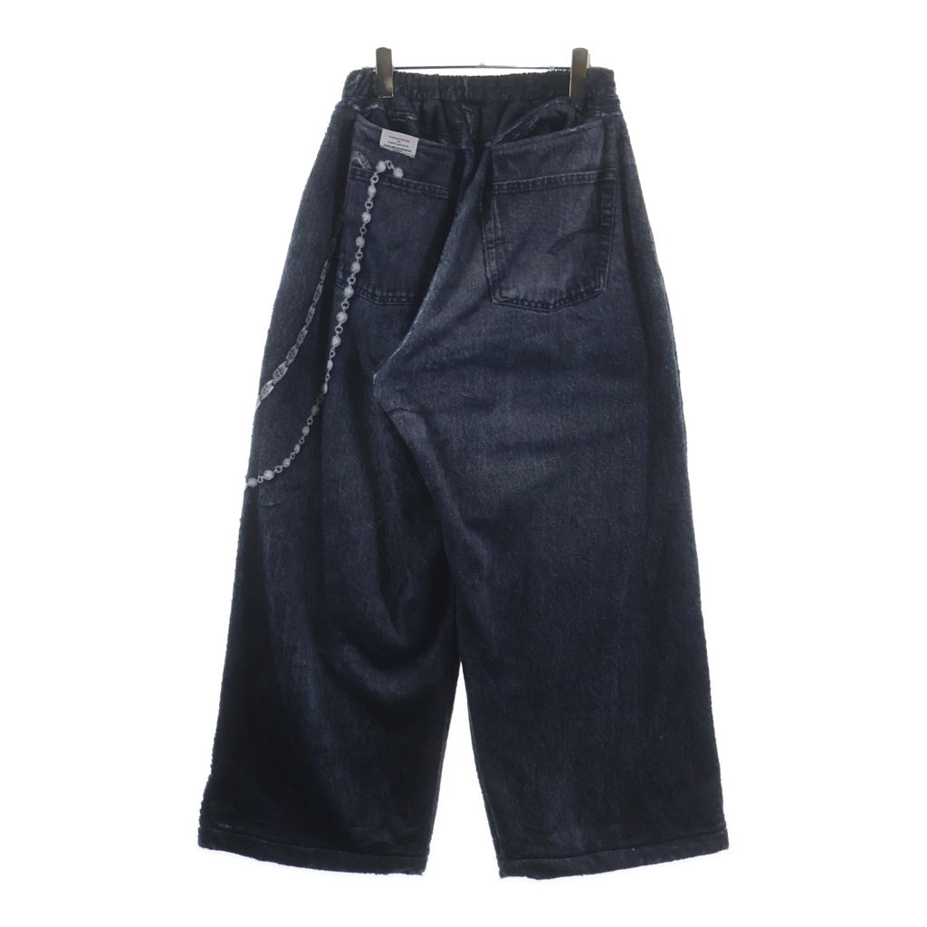 TALKING ABOUT THE ABSTRACTION(トーキング アバウト ザ アブストラクション) 25AW FLEECE DENIM PRINT WIDE PANTS フリース デニム プリント ワイド ポリエステルパンツ ブラック 2526AW-PT-005