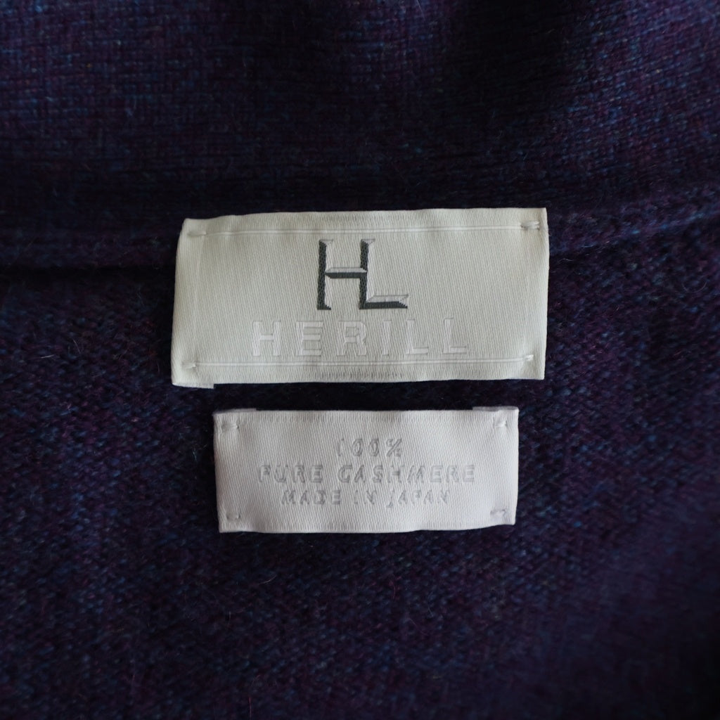 NO BRAND(ノーブランド) HERILL (ヘリル) WOOLGARMENT CARDIGAN ウールガーメント カシミヤ ニットカーディガン パープル 23-080-HL-8010-3