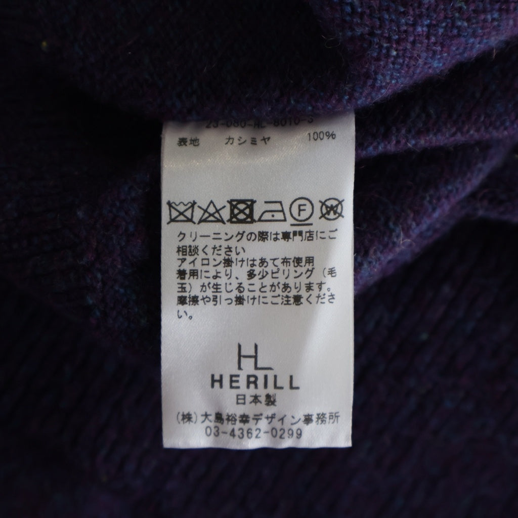 NO BRAND(ノーブランド) HERILL (ヘリル) WOOLGARMENT CARDIGAN ウールガーメント カシミヤ ニットカーディガン パープル 23-080-HL-8010-3