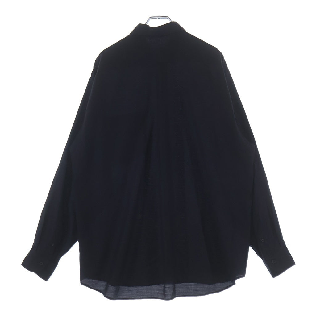 COMOLI(コモリ) 23SS シルク混 ウール レギュラーカラー 長袖シャツ ネイビー X01-02014