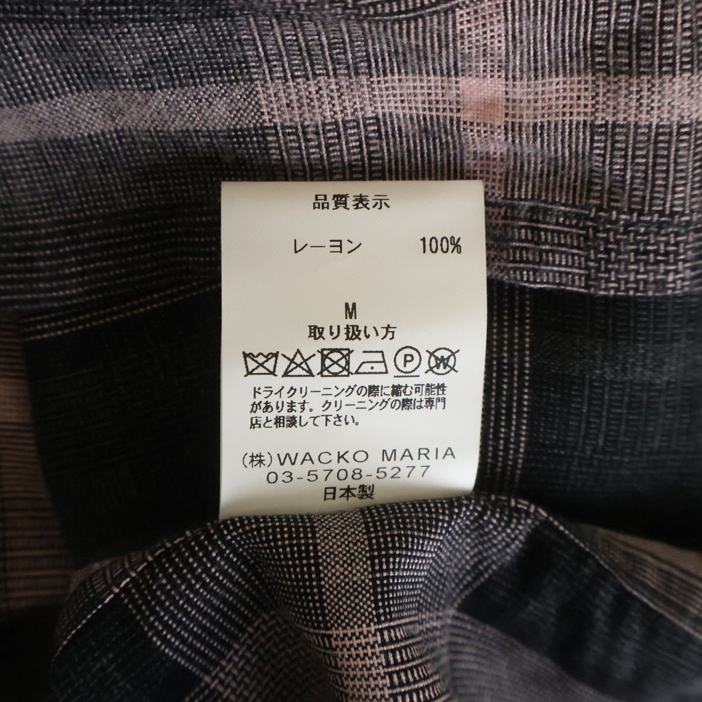 WACKO MARIA(ワコマリア) 24AW OMBRE CHECK OPEN COLLAR SHIRT TYPE-3 オンブレチェック 長袖 オープンカラーシャツ ピンク/ブラック 24FW-WMS-OC03