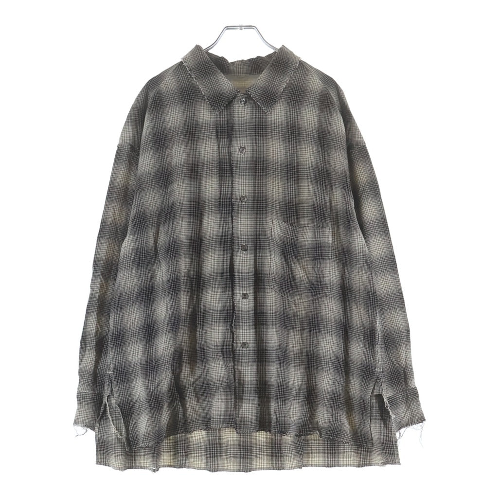 ANCELLM(アンセルム) 25SS OMBRECHECK SHIRT オンブレチェック レーヨン 長袖シャツ ブラック/ホワイト ANC-SH61-A
