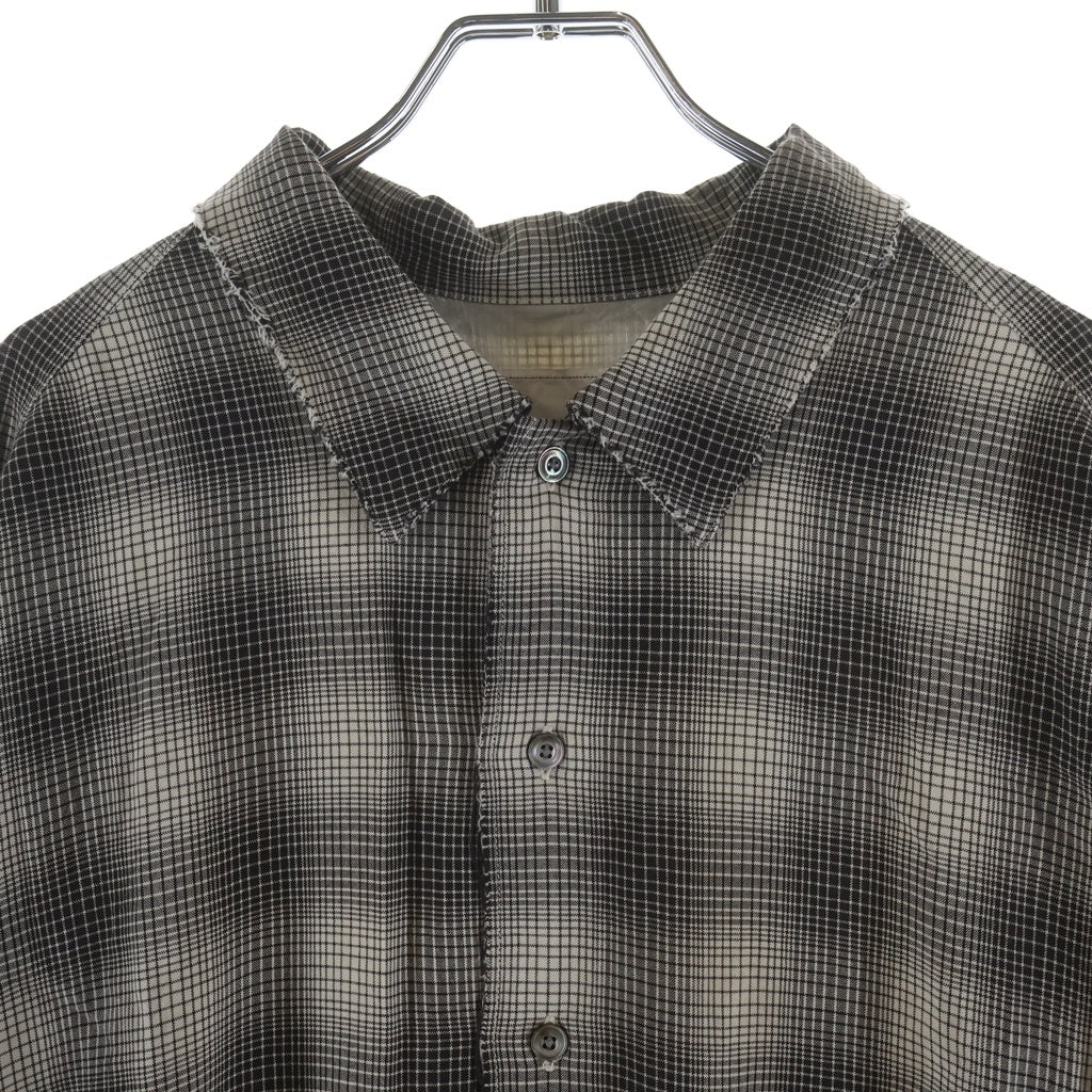 ANCELLM(アンセルム) 25SS OMBRECHECK SHIRT オンブレチェック レーヨン 長袖シャツ ブラック/ホワイト ANC-SH61-A