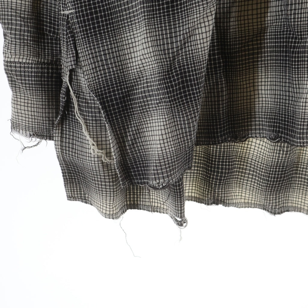ANCELLM(アンセルム) 25SS OMBRECHECK SHIRT オンブレチェック レーヨン 長袖シャツ ブラック/ホワイト ANC-SH61-A