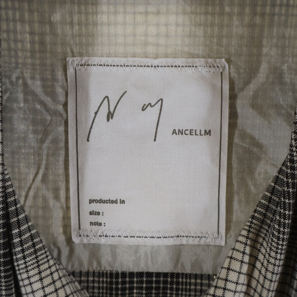 ANCELLM(アンセルム) 25SS OMBRECHECK SHIRT オンブレチェック レーヨン 長袖シャツ ブラック/ホワイト ANC-SH61-A