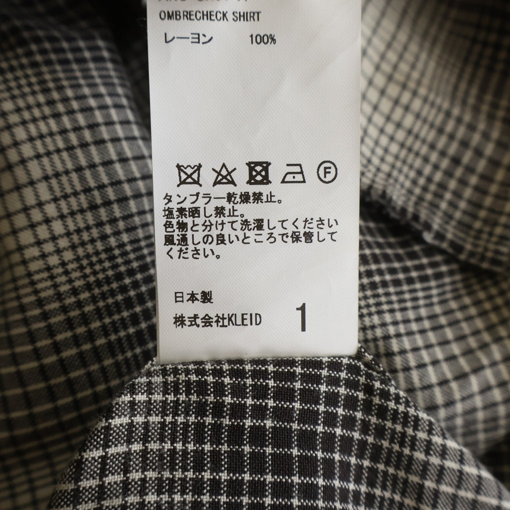ANCELLM(アンセルム) 25SS OMBRECHECK SHIRT オンブレチェック レーヨン 長袖シャツ ブラック/ホワイト ANC-SH61-A