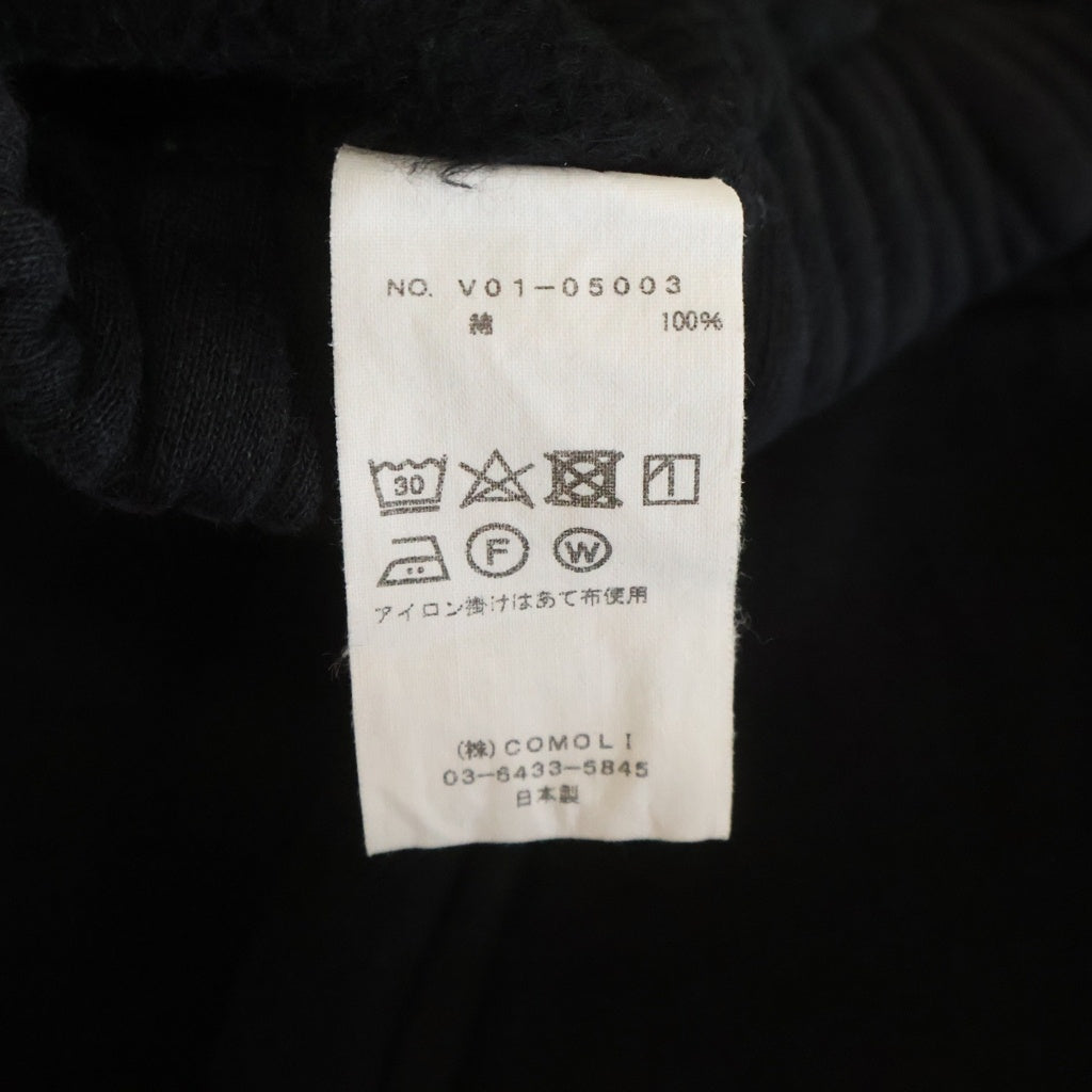 COMOLI(コモリ) 22SS コットン吊裏毛 ワイドスウェットパンツ ブラック V01-05003