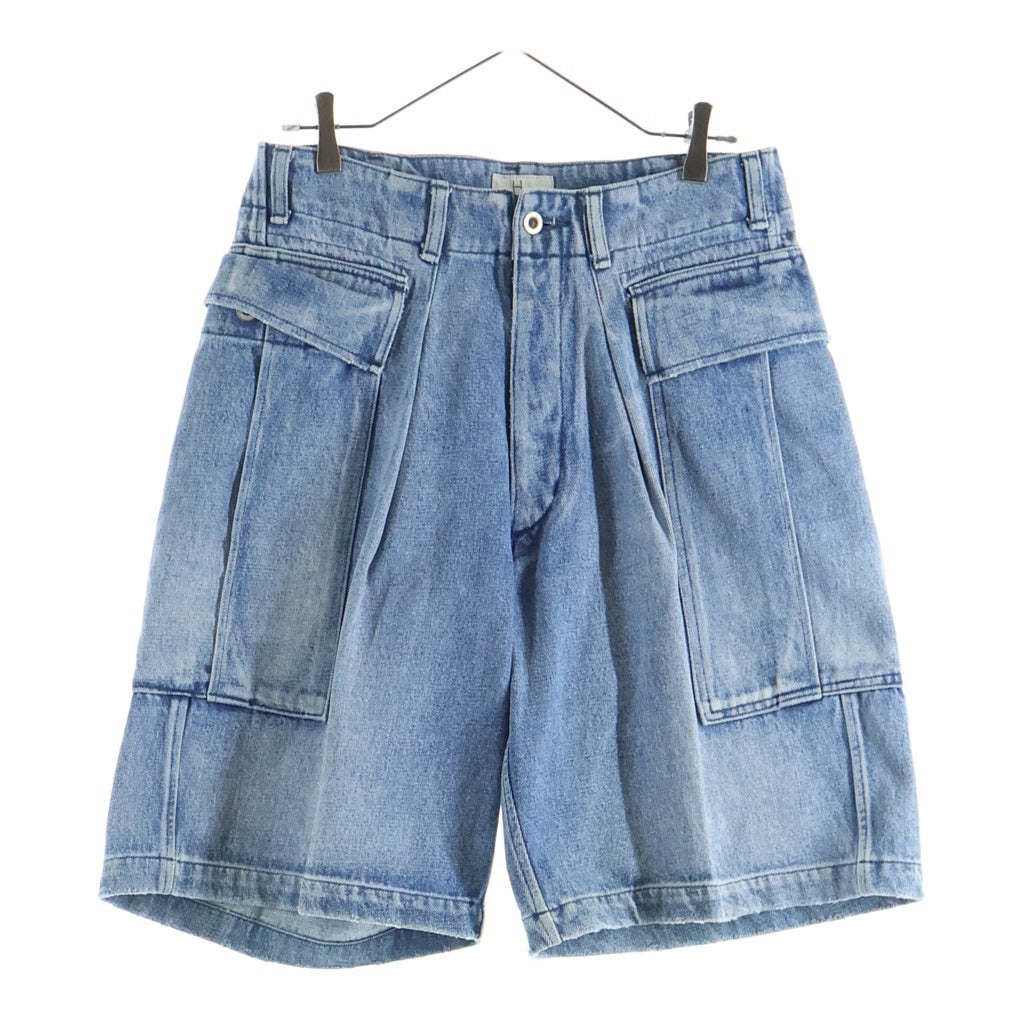 NO BRAND(ノーブランド) HERILL (ヘリル) 22SS HL DENIM CARGOSHORTS デニム カーゴショーツ ハーフパンツ インディゴ 22-030-HL-8110-1